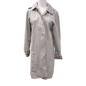 EUC Burberry Women's Hooded Trench Coat Beige Nova Check Lining Size 2